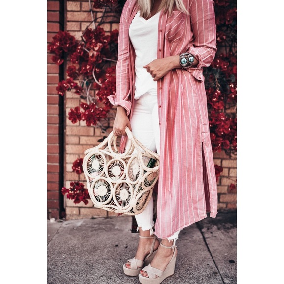 Express Tops - [Express]striped duster
